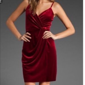 Bailey 44 Red Velvet Knot Wrap Dress